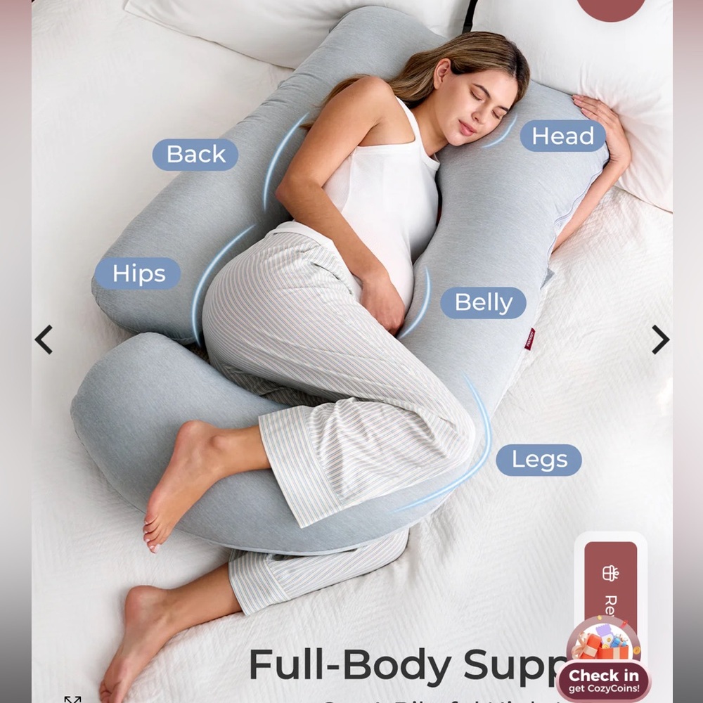 Momcozy Gray U-Shaped Body Pillow Cover in Light Gray COVER ONLY!